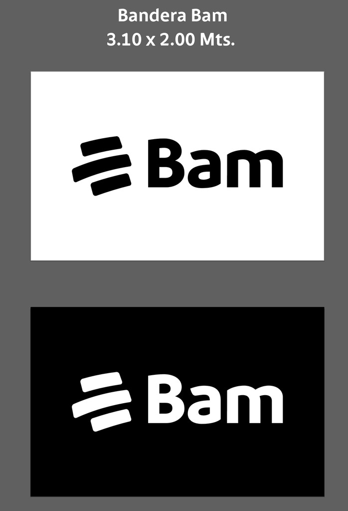 BANDERA DE BAM CON ESCUDO ESTAMPADO DE 2 * 3.10 MTS.