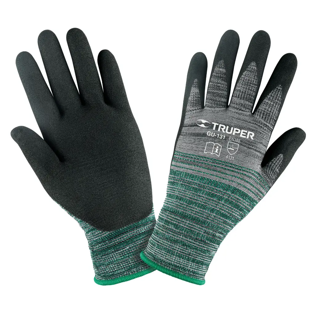 GUANTES DE NYLON RECUBIERTOS DE NITRILO ARENOSO, CH, TRUPER 17063