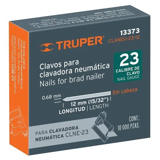 CAJA CON 10,000 CLAVOS CALIBRE 23, PARA CLAVADORA NEUMÁTICA 13373