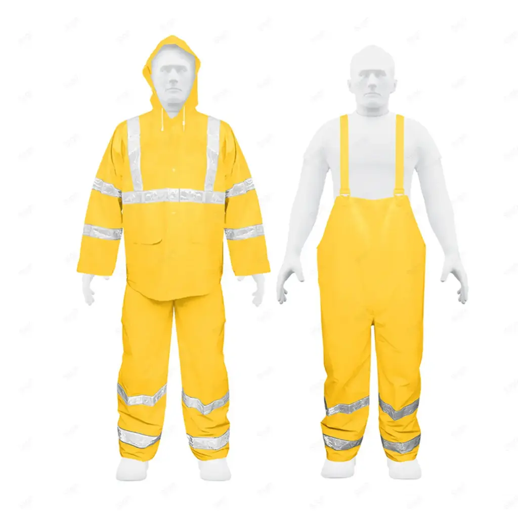 CONJUNTO IMPERMIABLE C/REFLEJANTE , AMARILLO TALLA M PVC