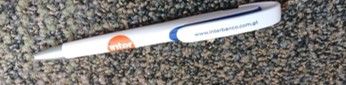 Lapicero blanco con logo naranja Unidad
