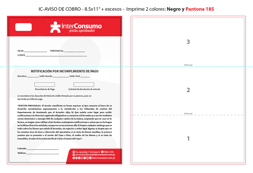 TALONARIO DE NOTIFICACIONES POR INCUMPLIMIENTO DE PAGO INTERCONSUMO B/50