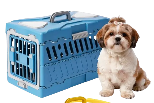 JAULA PARA MASCOTAS AZUL 56X33X37