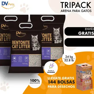 TRIPACK ARENA PARA GATO + BOLSAS PARA EXCREM.