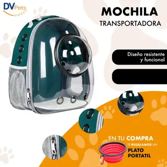 MOCHILA+PLATO PORTATIL DE MASCOTAS
