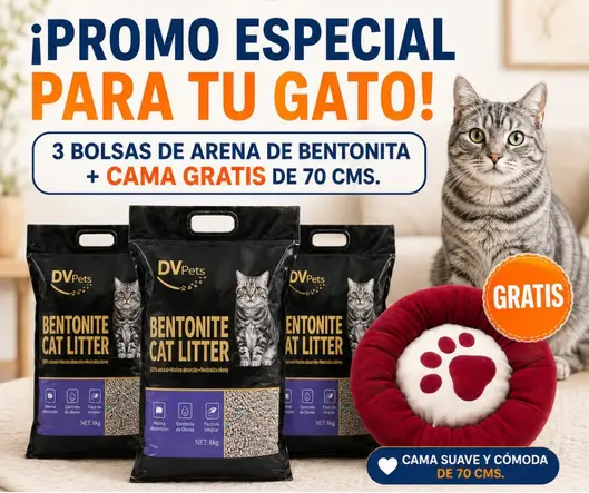 TRIPACK ARENA PARA GATO + CAMA PARA MASCOTA 70CM