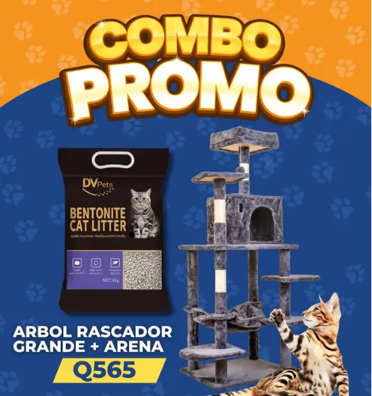 TRIPACK ARENA PARA GATO + ARBOL-RASCADOR PARA GATO