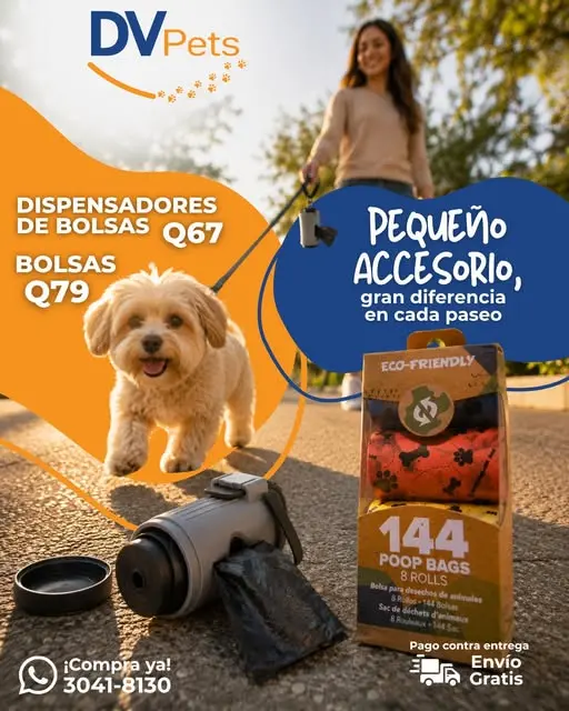 COMBO DE CORREA+DISPENSADOR DE BOLSAS + BOLSAS DE EXCREMENTO.